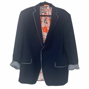 TALLIA Navy Blazer with Orange Paisley Lining